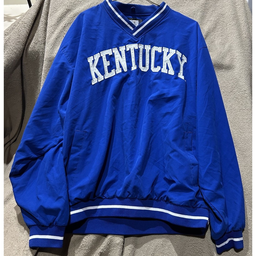 Vtg BMOC Sportswear Kentucky Wildcats V-Neck Pullover Windbreaker Jacket Men's L